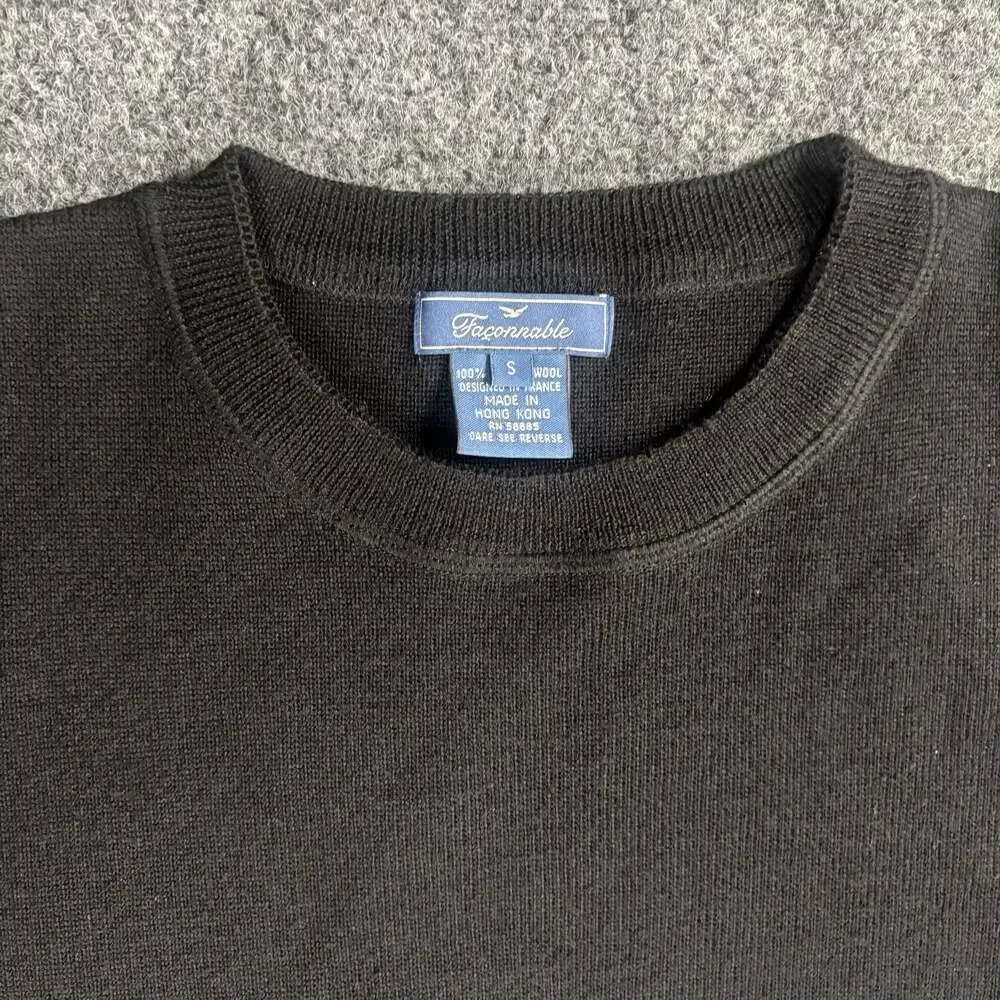 Faconnable 100% Wool Black Crewneck Sweater Size S